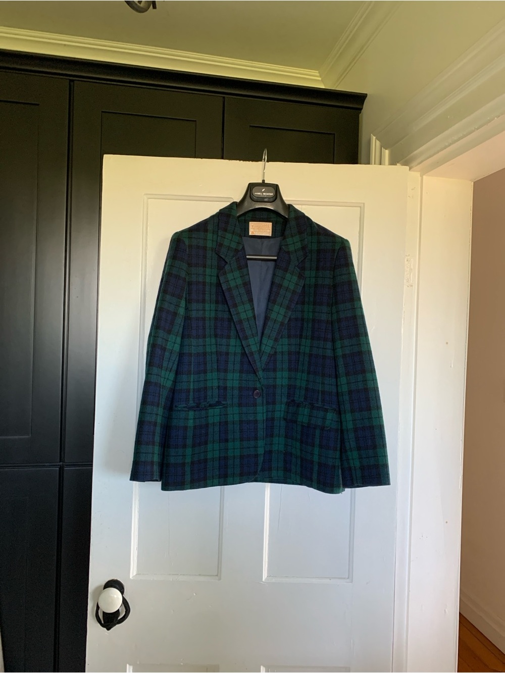 Woman’s  Vintage Black Tower Pattern Single-Button Blazer. Size 12